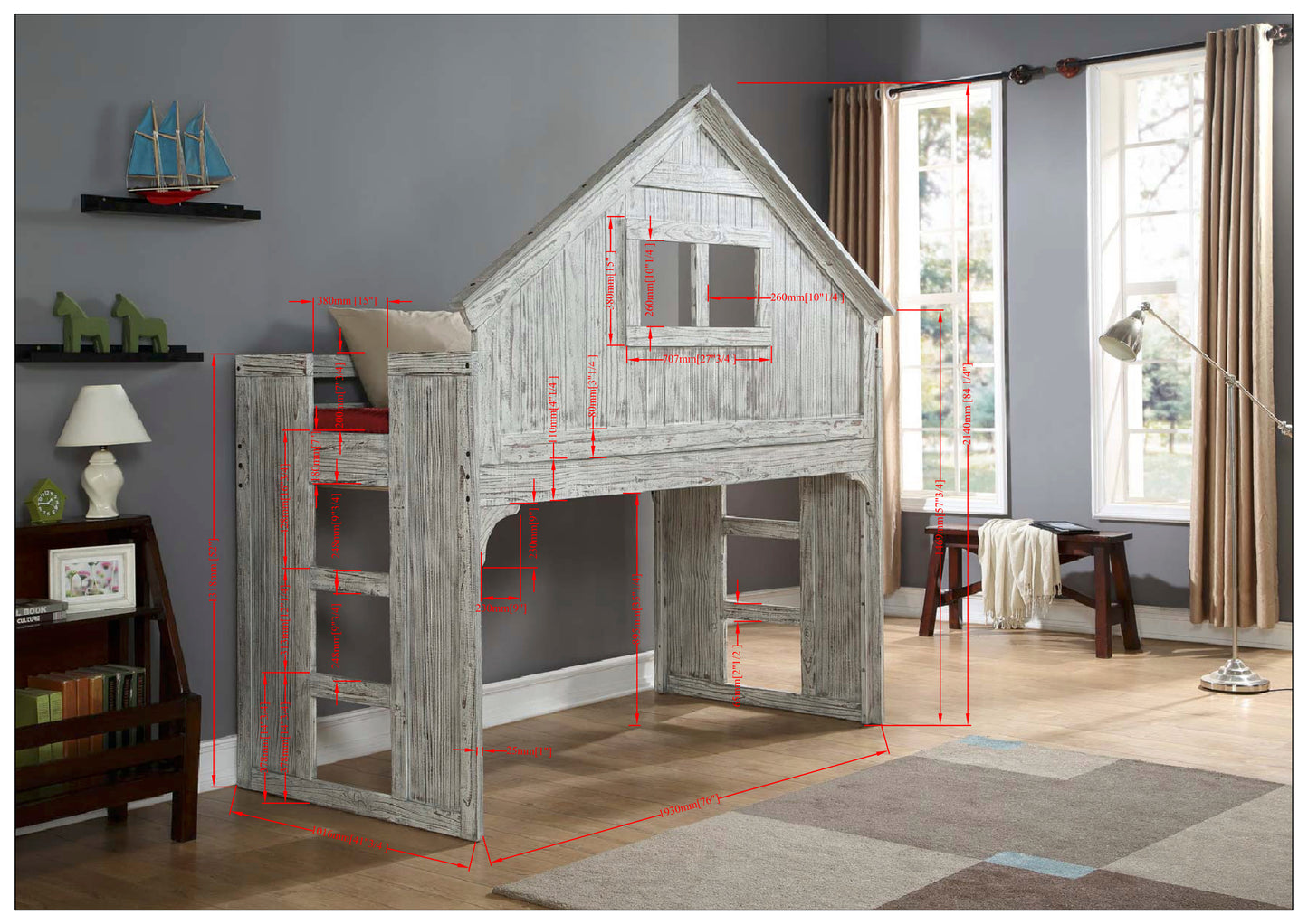 Twin Rustic Driftwood Loft Bed