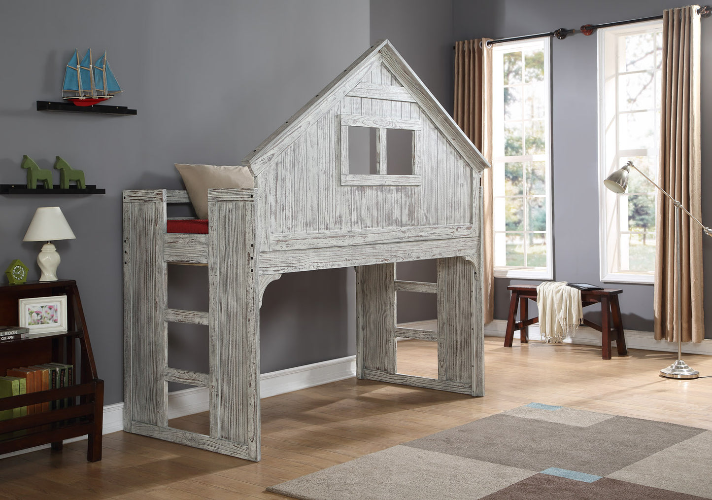 Twin Rustic Driftwood Loft Bed