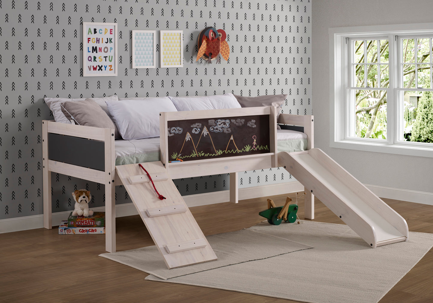 Twin White Wash Junior Low Loft Bed