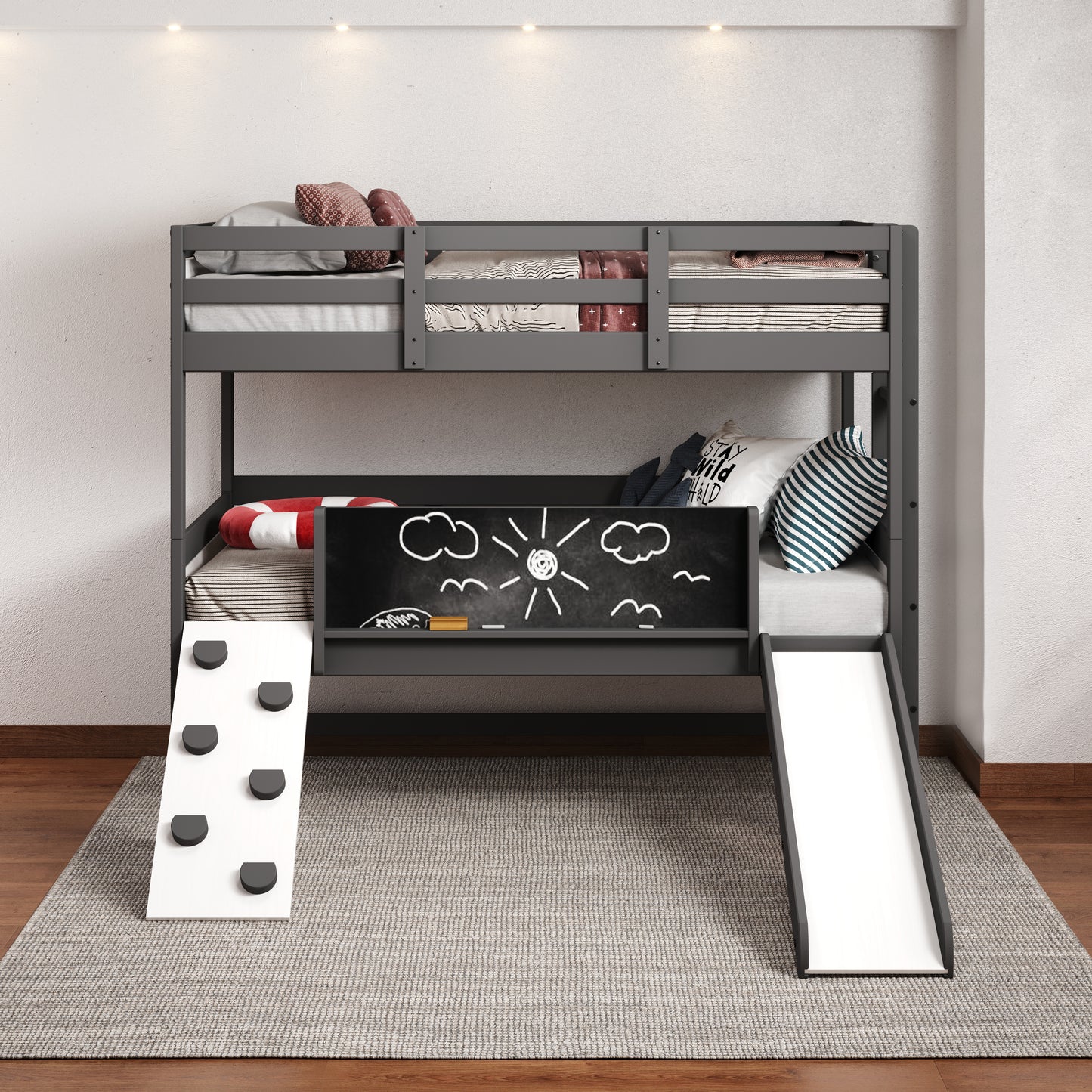 Twin over Twin Dark Grey Play Bunk Bed