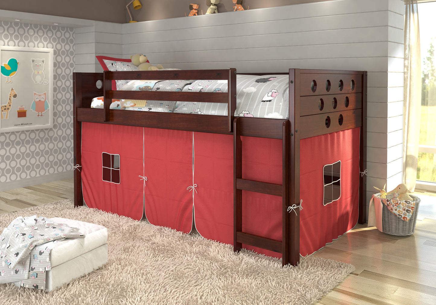 Circles Twin Low Loft Bed