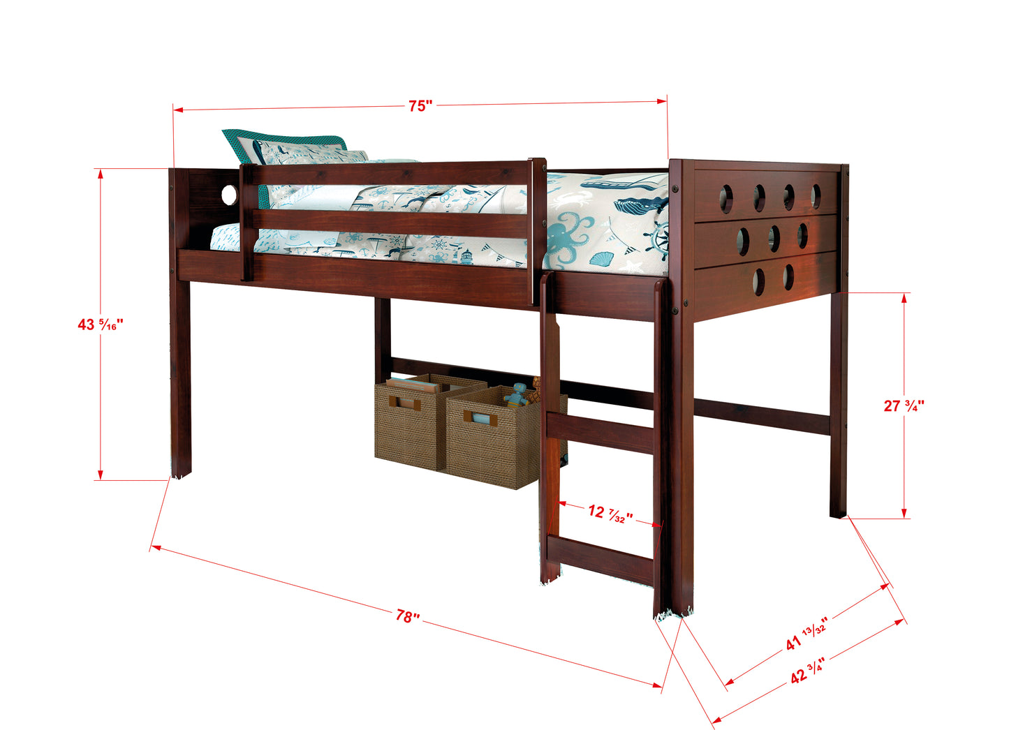 Circles Twin Low Loft Bed