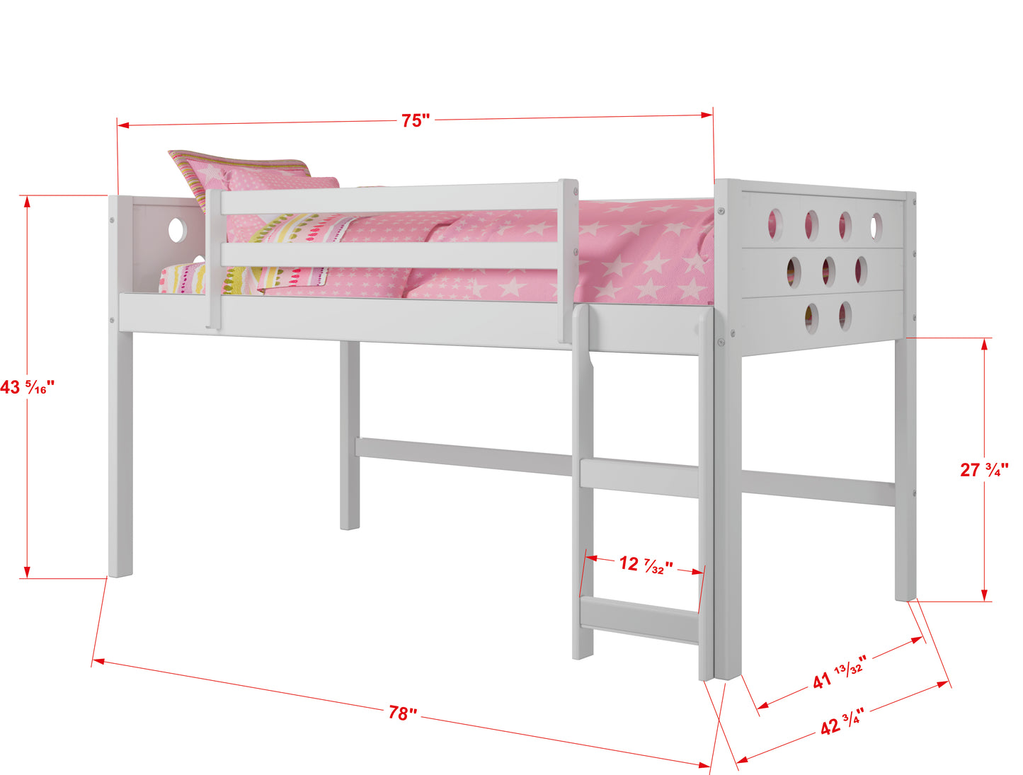 Circles Twin Low Loft Bed